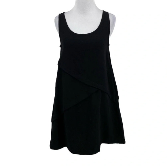 Maria Calderara Tank Dress Womens Size 2 Black Wool Sleeveless Pleated Scoopneck - Picture 1 of 12